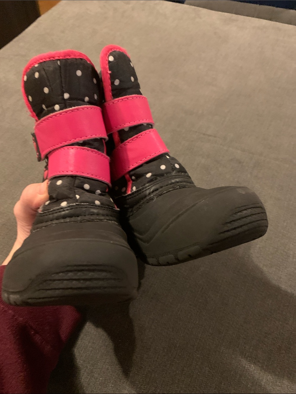 Rain Boots Winter Snow Boots Little Girls Size 9 Navy Polka Dot - Picture 5 of 7